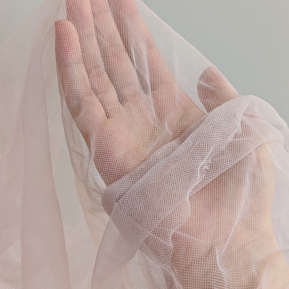 Blush Pink Tulle Overlay Knee-Length Dress - Picture 2 of 6